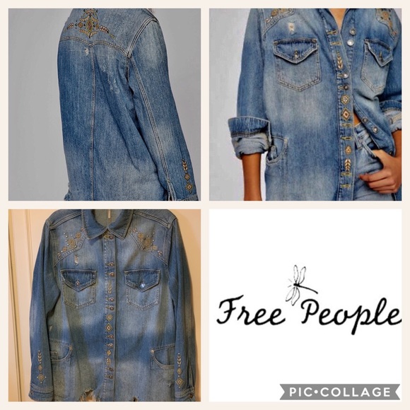 Free People Jackets & Blazers - Free People Moonchild Denim Shirt Jacket M